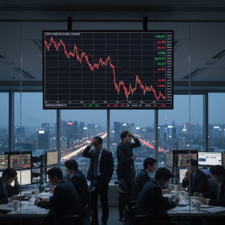 주식 시장 급락을 보여주는 하락세의 차트 그래프