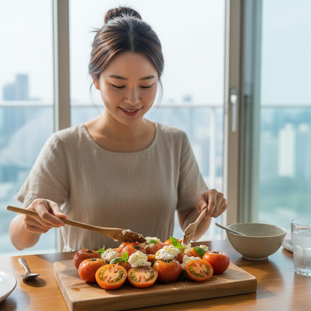대저 짭짤이 토마토와 리코타 치즈로 만든 샐러드