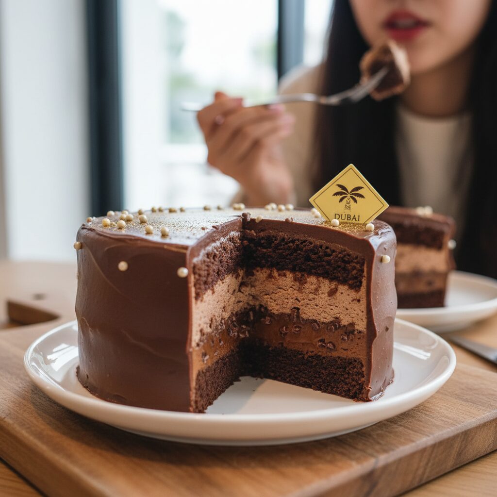 뚜레쥬르 뚜초케 두바이 초코 케이크의 내부 구성과 층별 구조