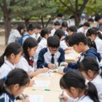 중학생 봉사활동 시간과 방법 인천 기준 공원 축제에서 테이블 정리 봉사를 하는 중학생