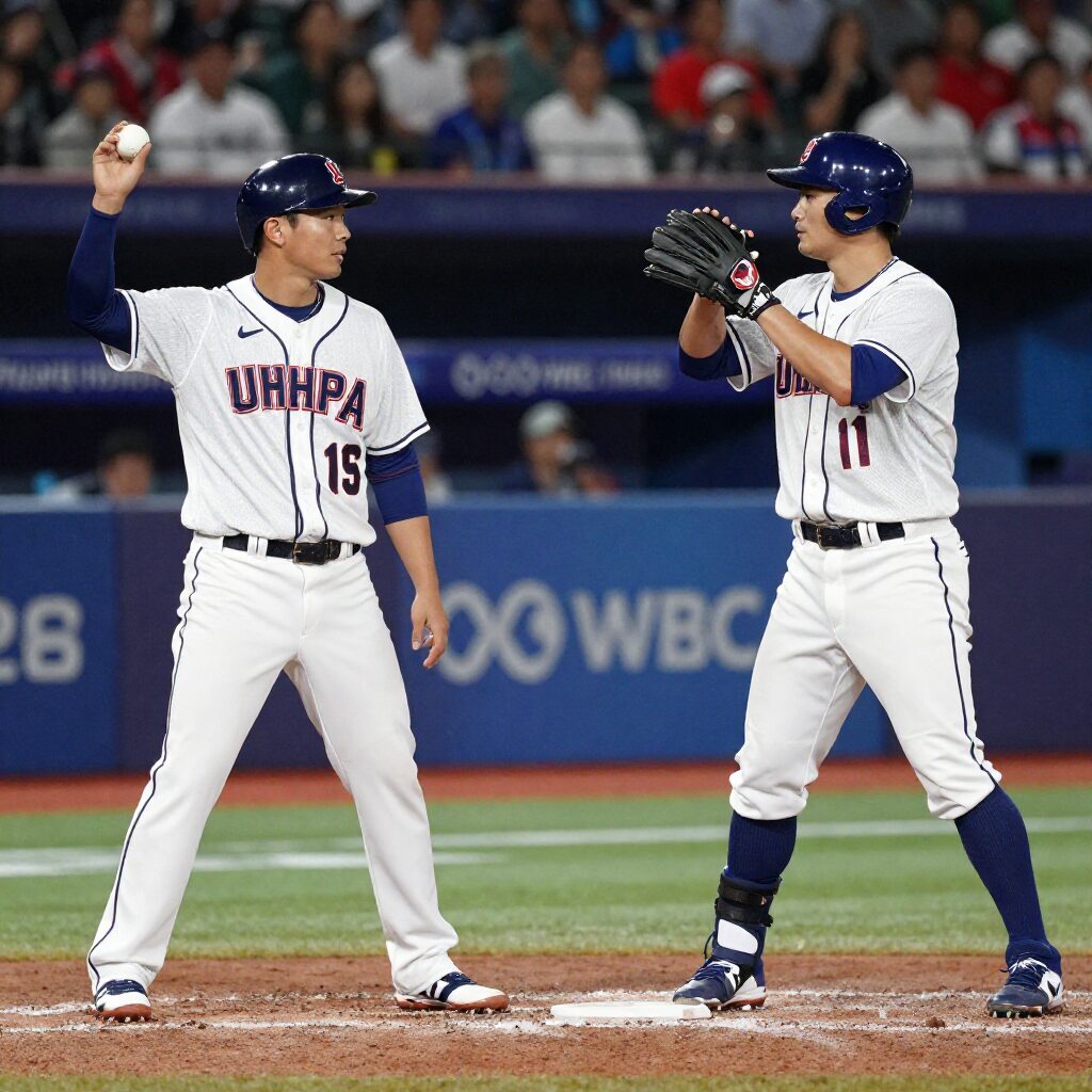 2026 WBC 결승 미국과 베네수엘라 선수들이 교장에서 맞서는 상상도