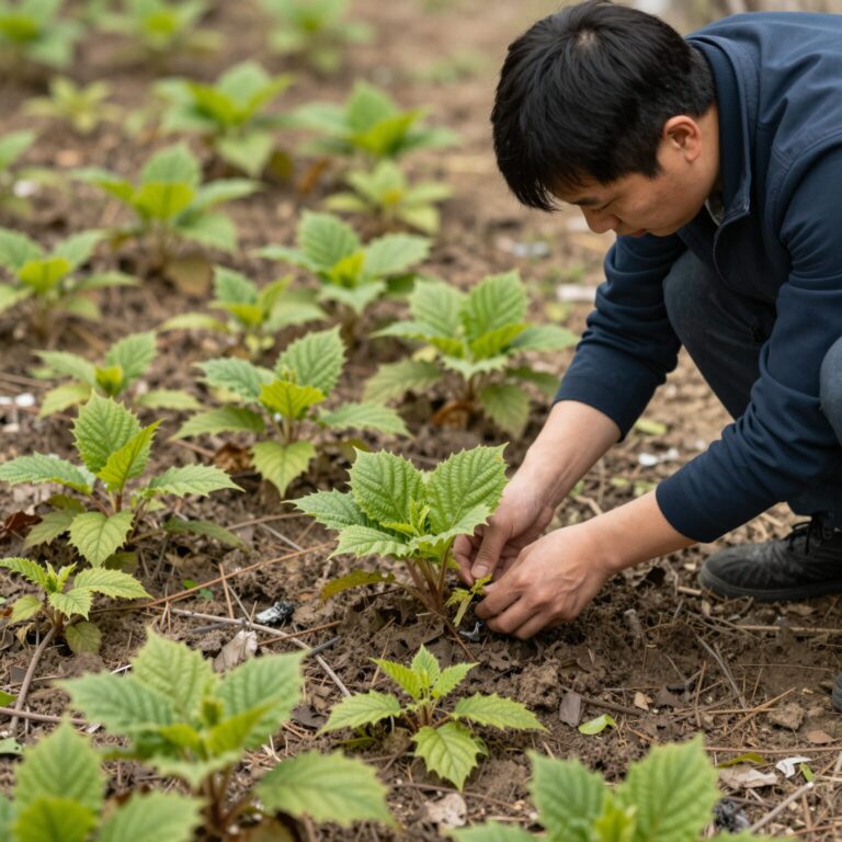 봄철 화살나무 어린잎 혼잎나물 채취 모습