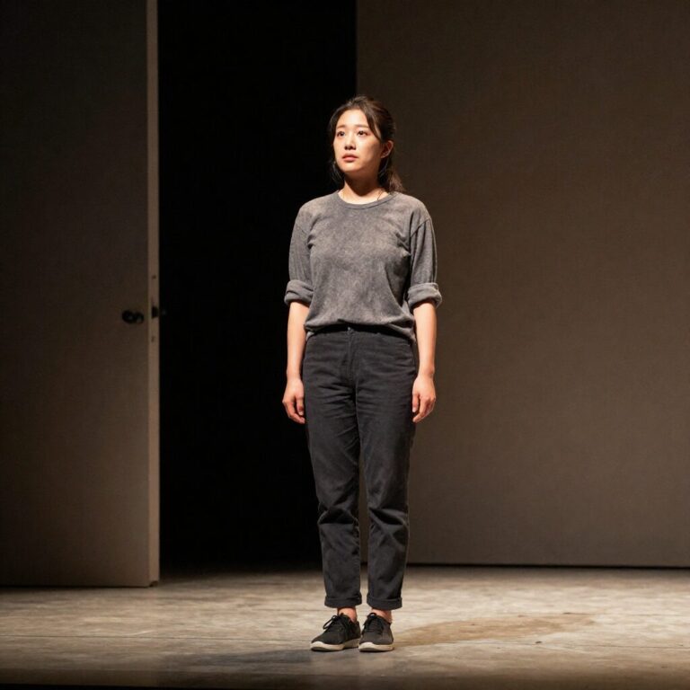 연극 무대에서 열연하는 젊은 시절의 염혜란 모습