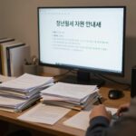 2026년 청년월세 지원 신청 방법과 조건 청년월세 지원 사업 안내서와 서류 더미가 책상 위에 놓여 있는 모습