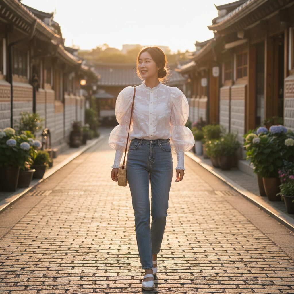 자라 로맨틱 벌룬 슬리브 블라우스 실루엣과 소재 디테일