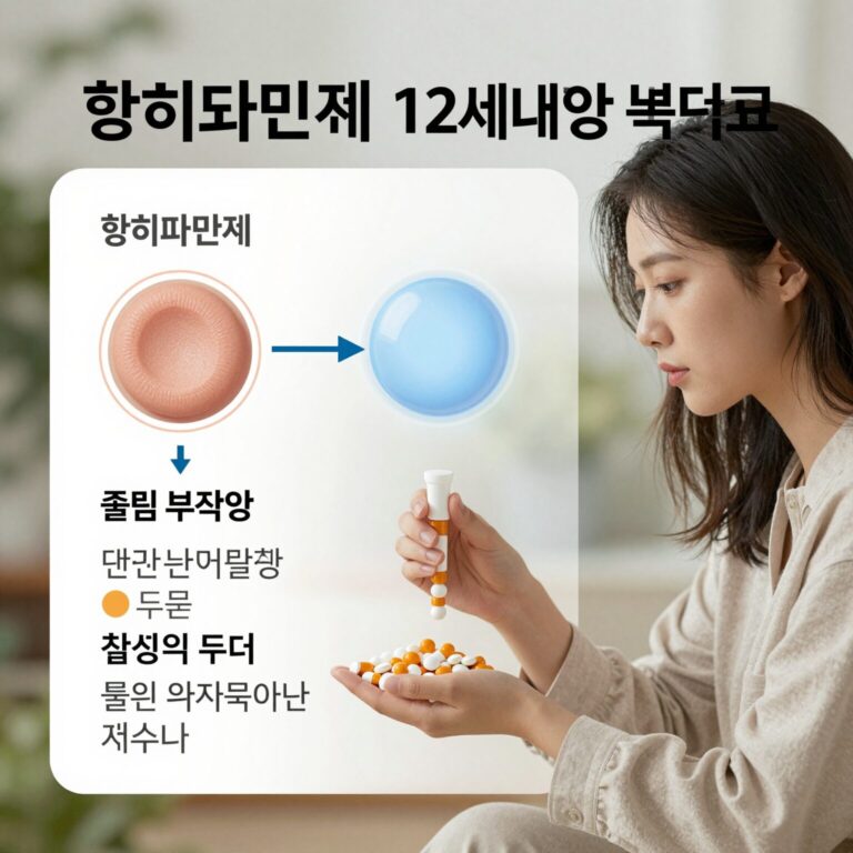 항히스타민제 1세대와 2세대 약물의 졸음 부작용 비교를 설명하는 인포그래픽