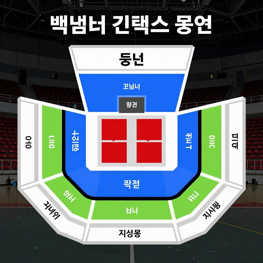백넘버 킨텍스 공연장 스탠딩과 지정석 구역을 보여주는 좌석배치도