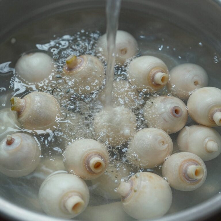 끓는 소금물에 두릅 밑동 부분을 먼저 데치는 과정