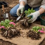 금낭화 심기와 관리 그리고 맛있는 나물 활용법 금낭화 포기나누기 방법으로 뿌리를 나누는 과정