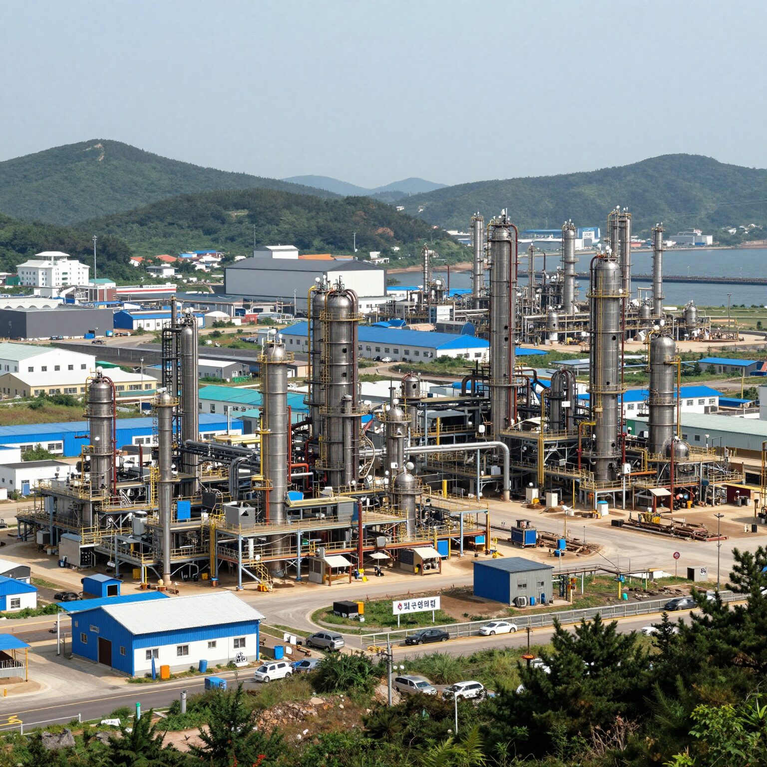 창싱섬의 거대한 석유화학 공단 전경, 산업 발전의 상징적인 풍경