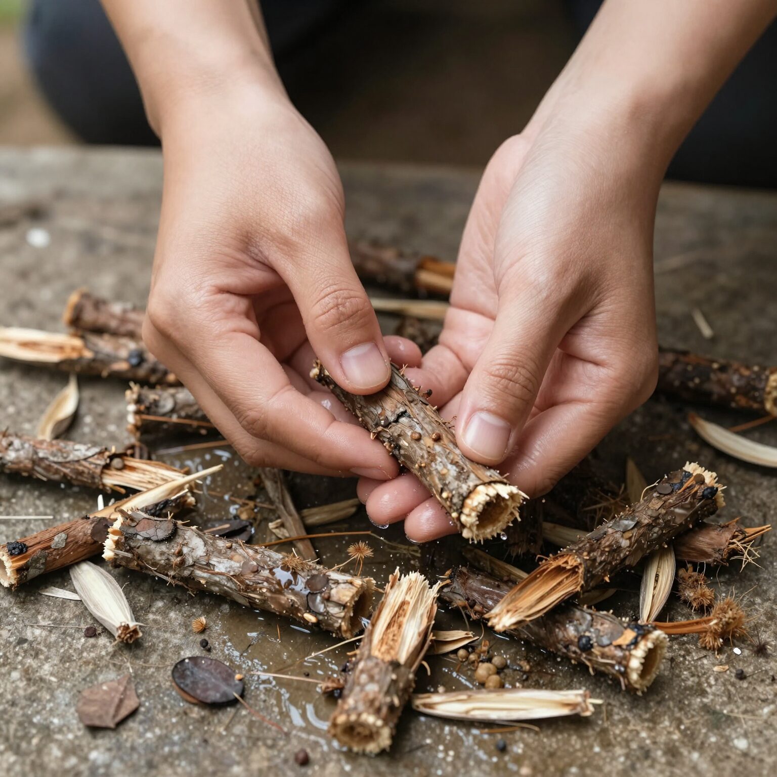 손질 후 물에 담가둔 싱싱한 엄나무순