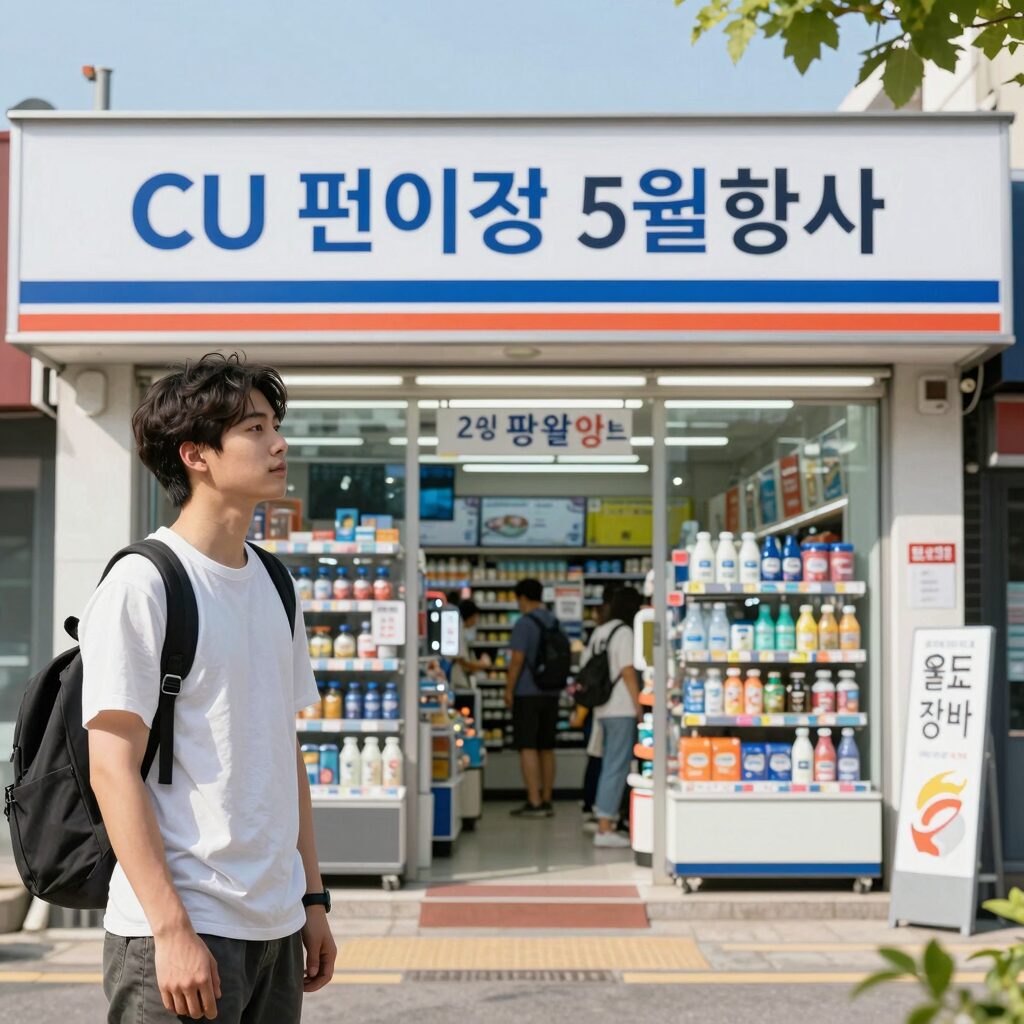 CU 편의점 5월 행사 브랜드 이미지와 5월 행사 상품 구성