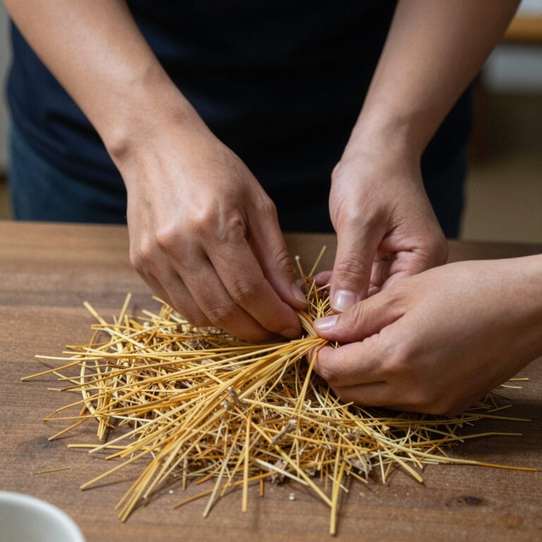 참두릅 손질 과정, 밑동 정리와 가시 제거하는 모습