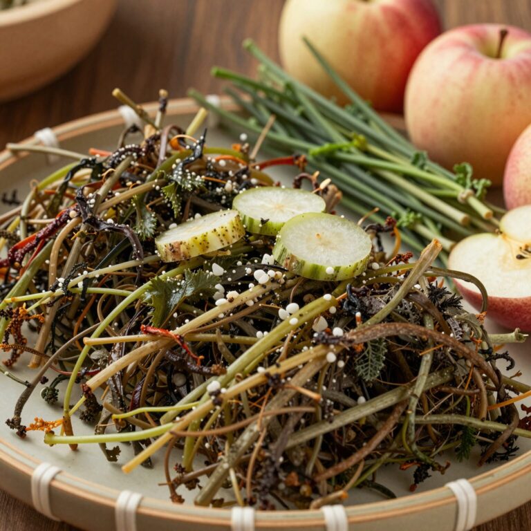 돗나물 물김치 재료 준비 사진 돗나물 무 양파 미나리 사과