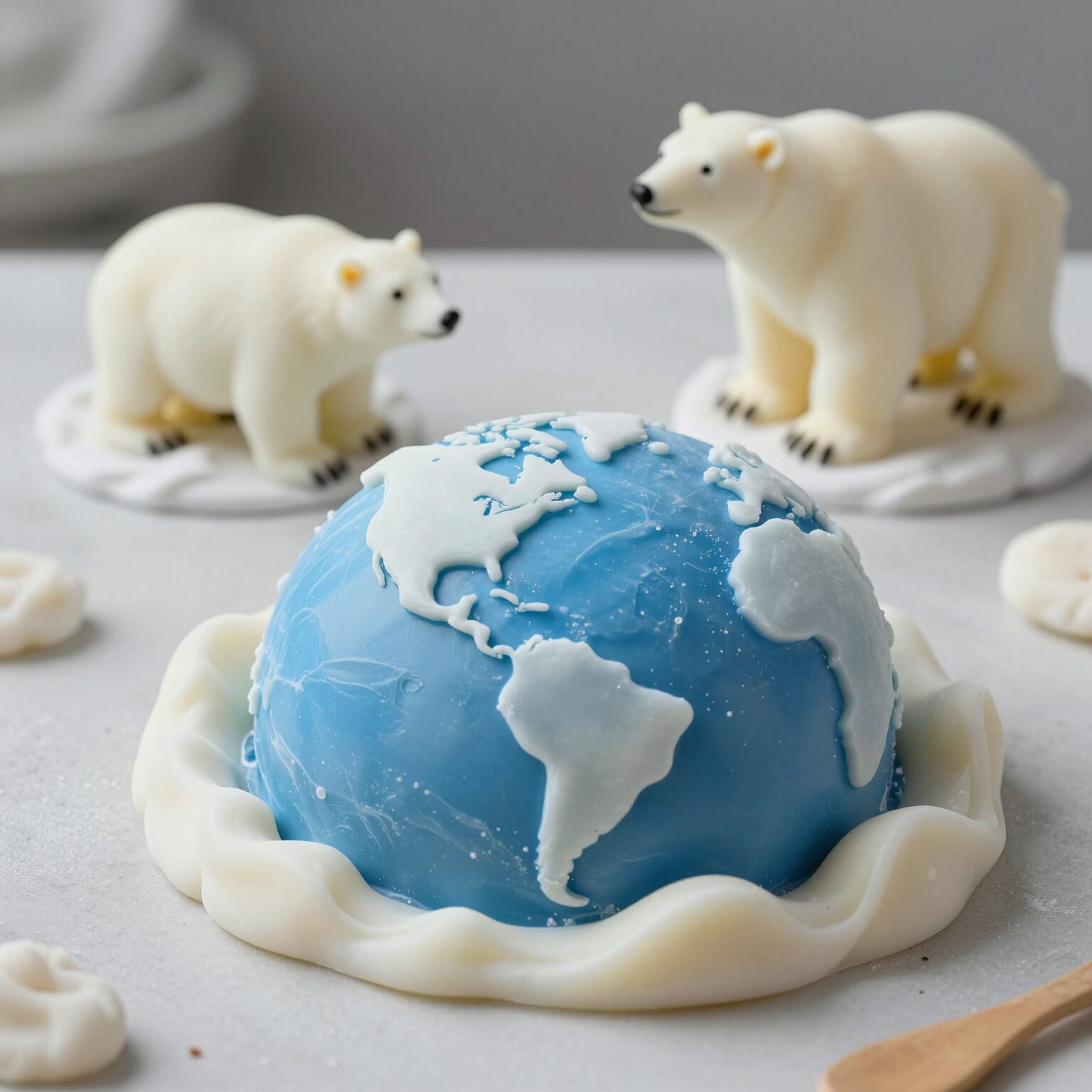 지구 모양 비누 만들기 키트 구성품과 완성된 비누 사진