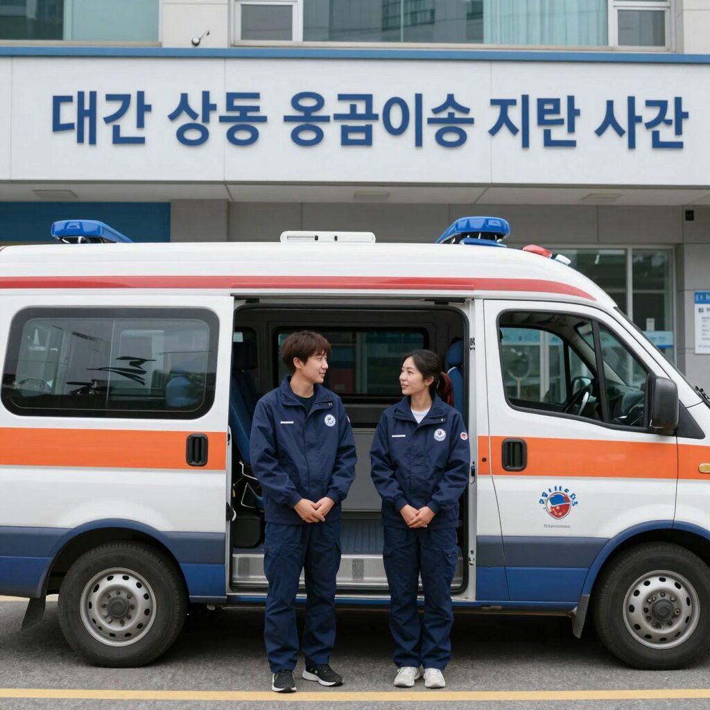 대구 쌍둥이 응급이송 지연 사건 관련 구급차와 병원을 상징하는 이미지