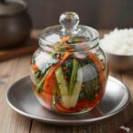 가시오가피순 장아찌 담그는 법과 다양한 활용법 가시오가피순 장아찌가 담긴 유리병과 밥과 함께 담은 접시