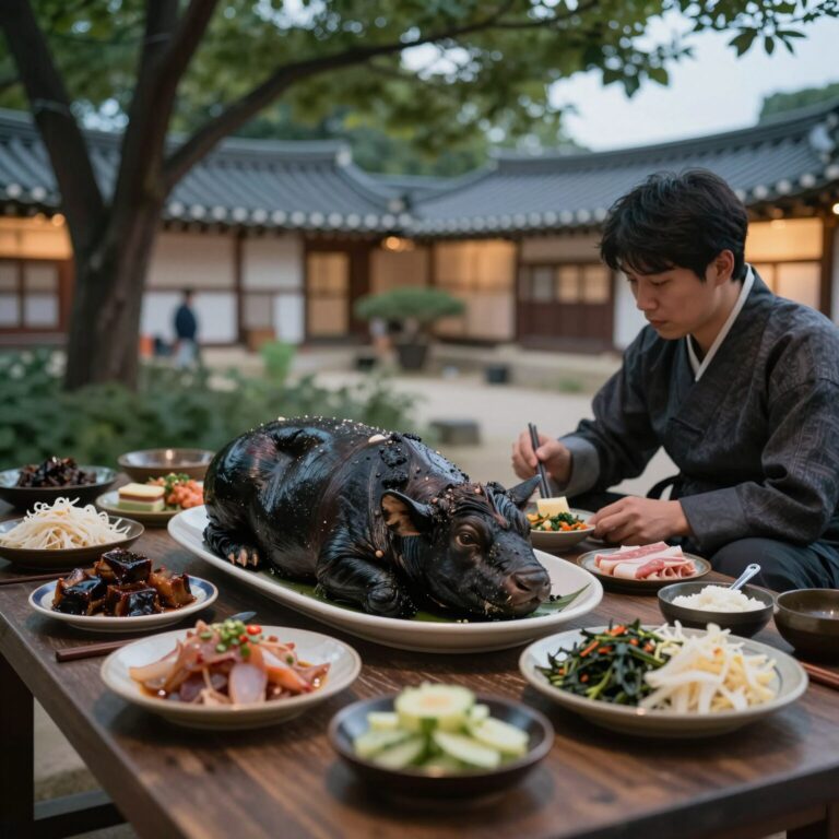 청양 송조농원 흑염소 저녁 코스 식사 상차림