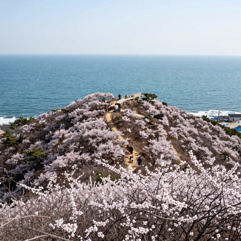 보성 일림산 정상에서 바라본 철쭉 군락과 남해 바다의 장관