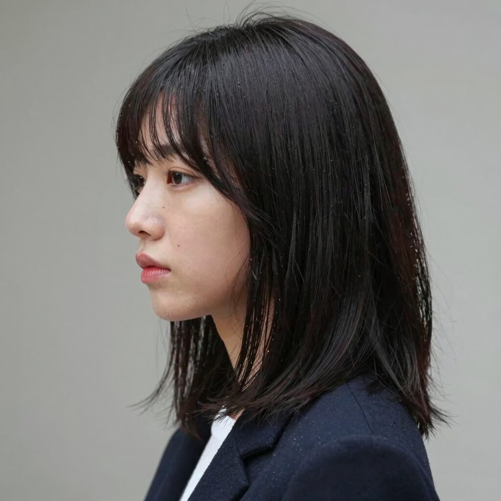 전지현 중단발 레이어드컷 옆모습과 볼륨감