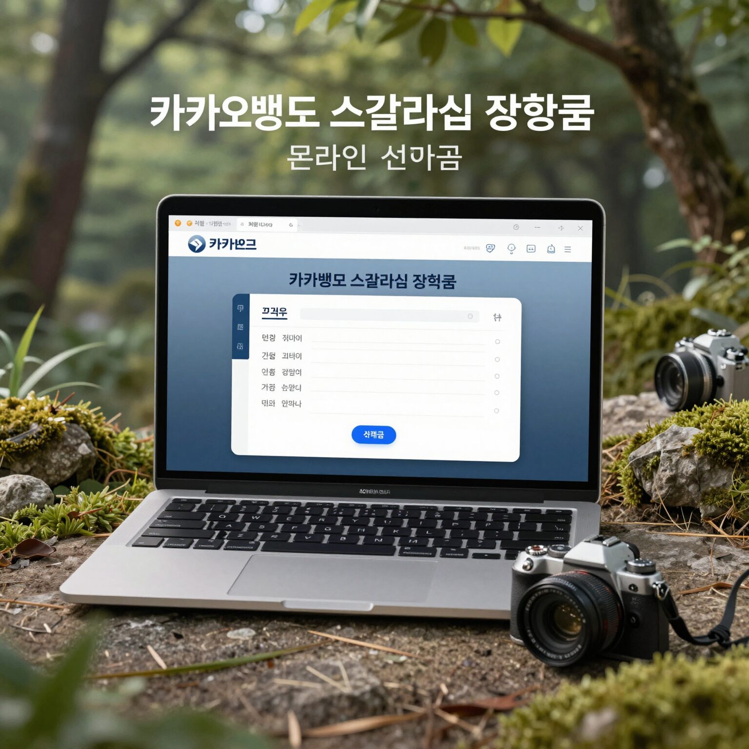 카카오뱅크 스칼라십 장학금 온라인 신청 화면 노트북과 핸드폰