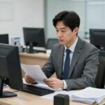 대한채권 김용남 대표 사무실에서 업무 보는 모습
