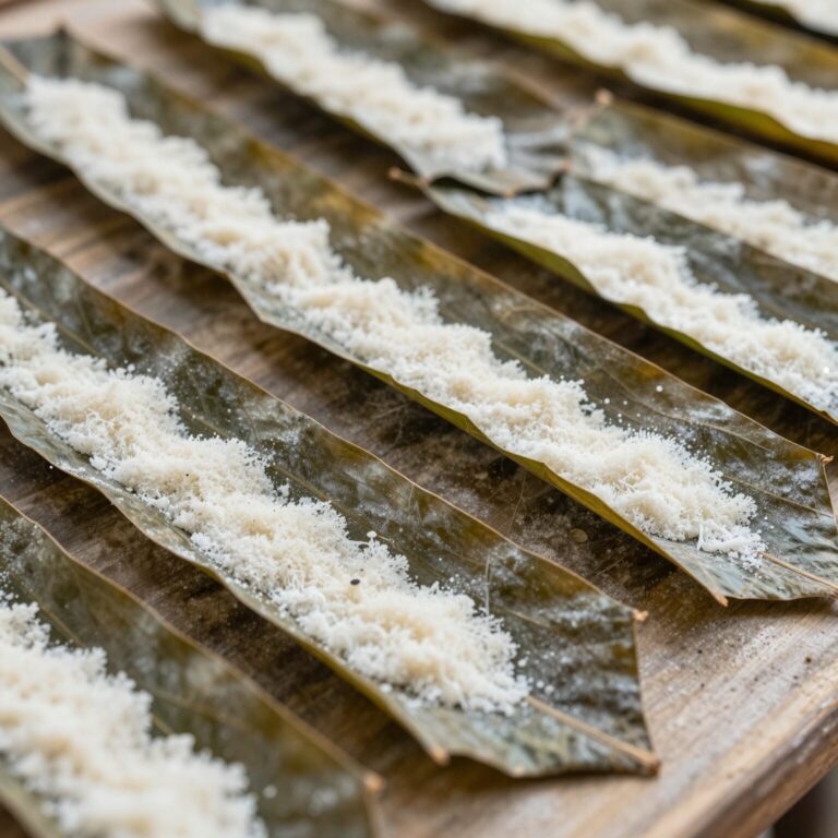 찹쌀풀을 바른 가죽잎을 건조기에 넣어 말리는 과정