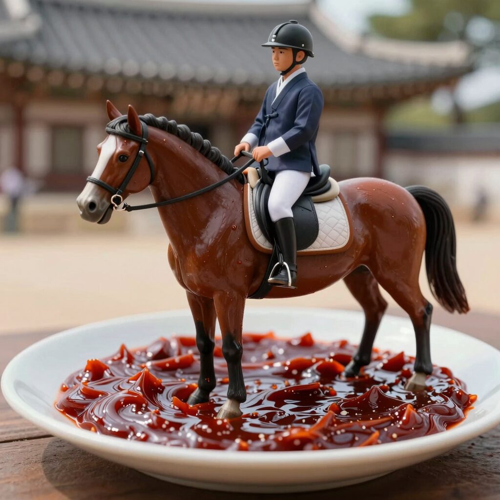 데친 능개승마 나물을 된장양념에 무쳐 접시에 담은 모습