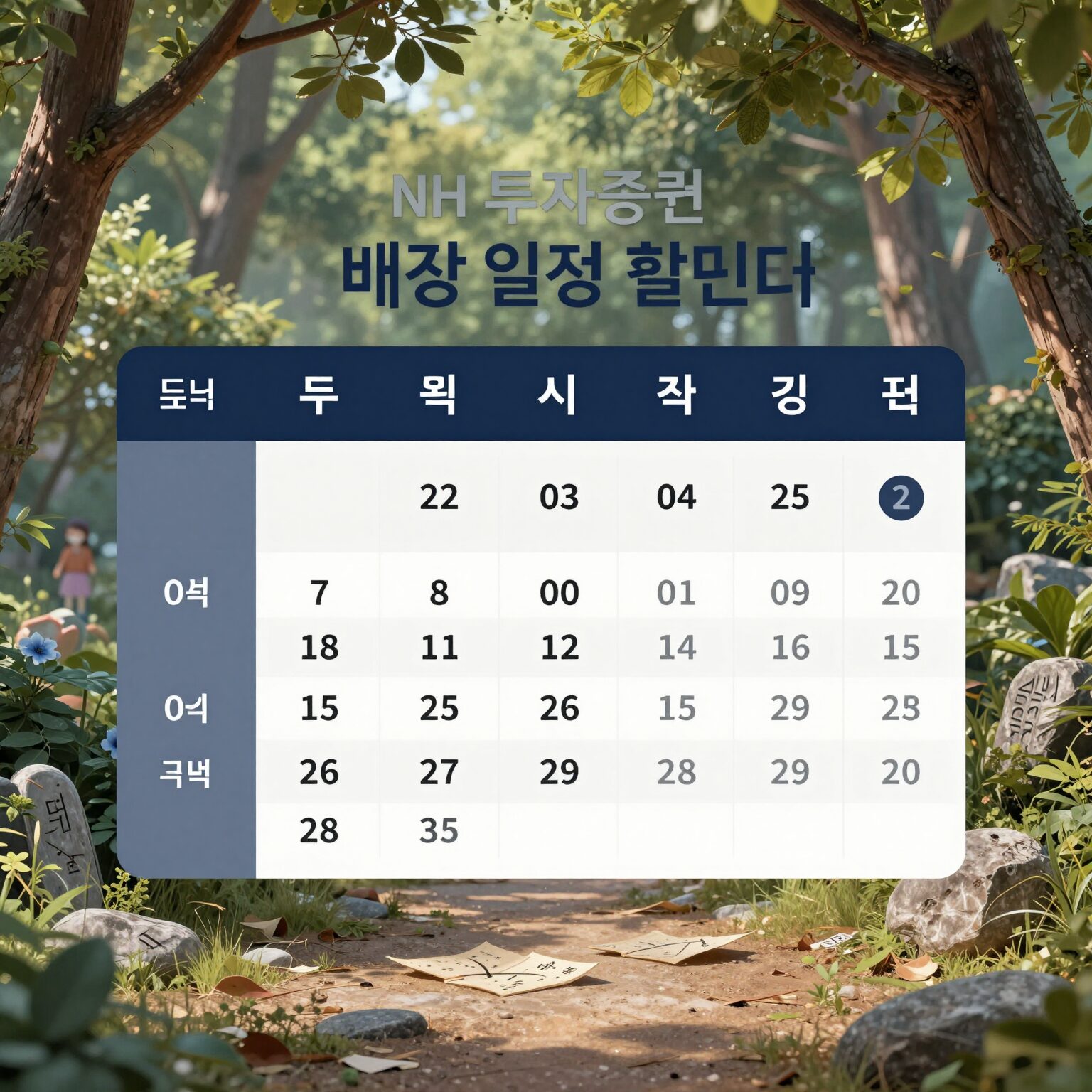 NH투자증권 배당 일정 캘린더와 주식 계좌에 현금이 입금되는 개념도