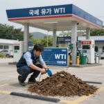국제 유가 WTI 가격 100달러 돌파 그래프와 주유소 가격표 사진