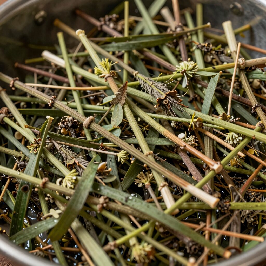 데쳐서 물기를 뺀 곰취나물이 체반에 담겨 있는 모습