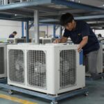 4월 15일 마감 이동식 에어컨 보조금 신청 가이드 공장 내 이동식 에어컨 설치 및 작동 모습