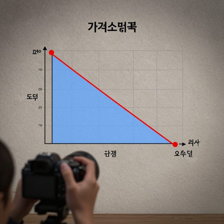 가격소비곡선 그래프와 수요곡선 도출 과정을 보여주는 다이어그램