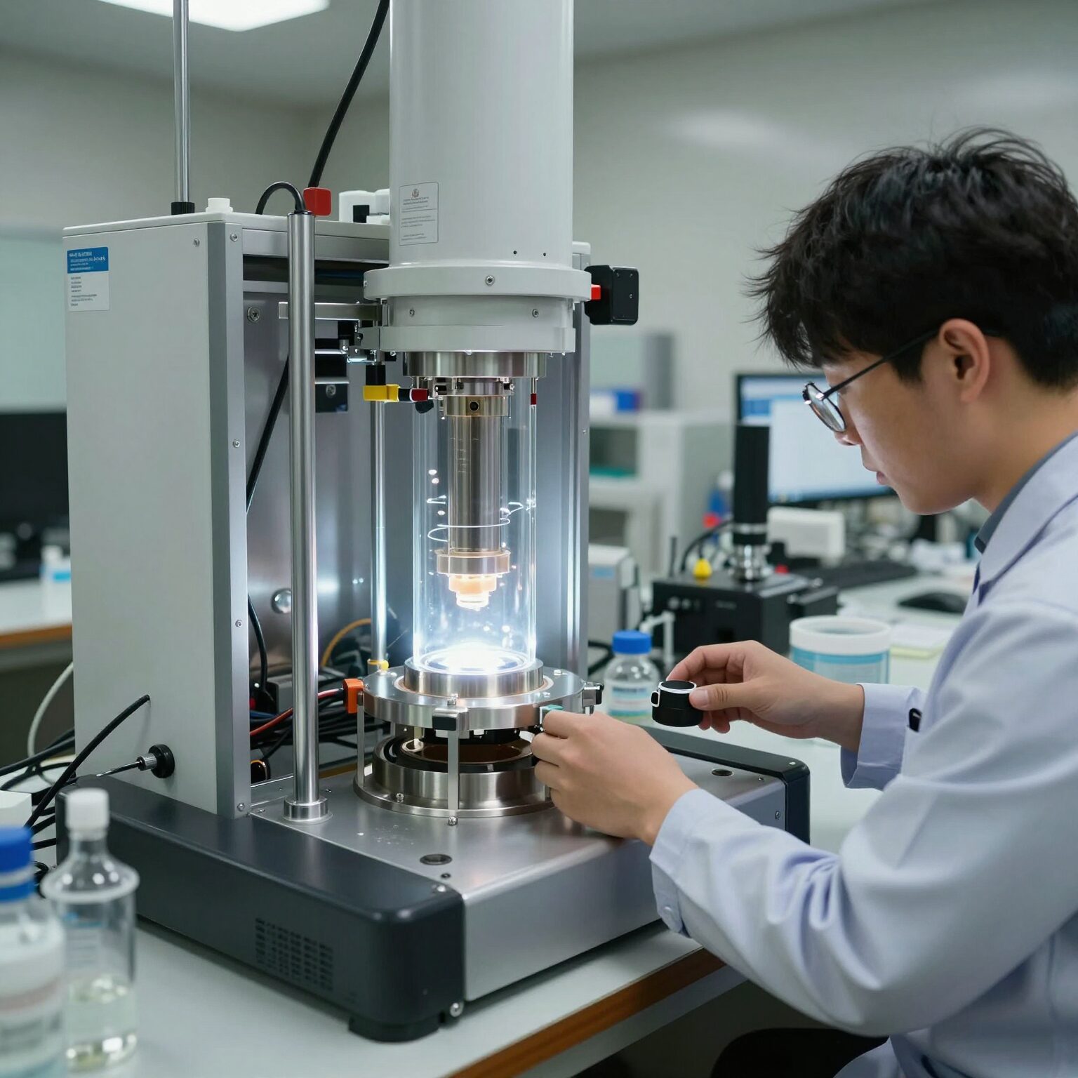 양자컴퓨터 연구실 내부 이온 트랩 장비 실험 모습