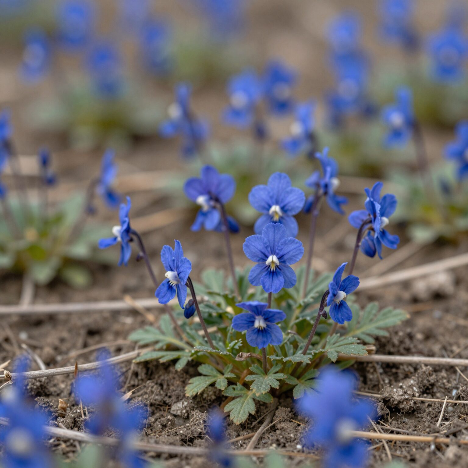 푸른 삼잎국화나물이 자라고 있는 텃밭 모습