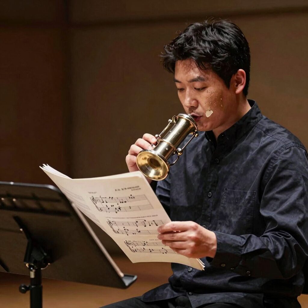 테너 색소폰으로 연주하는 사월이가면 악보와 악기