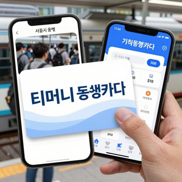 서울시 기후동행카드와 티머니 앱 화면, 대중교통 이용 모습