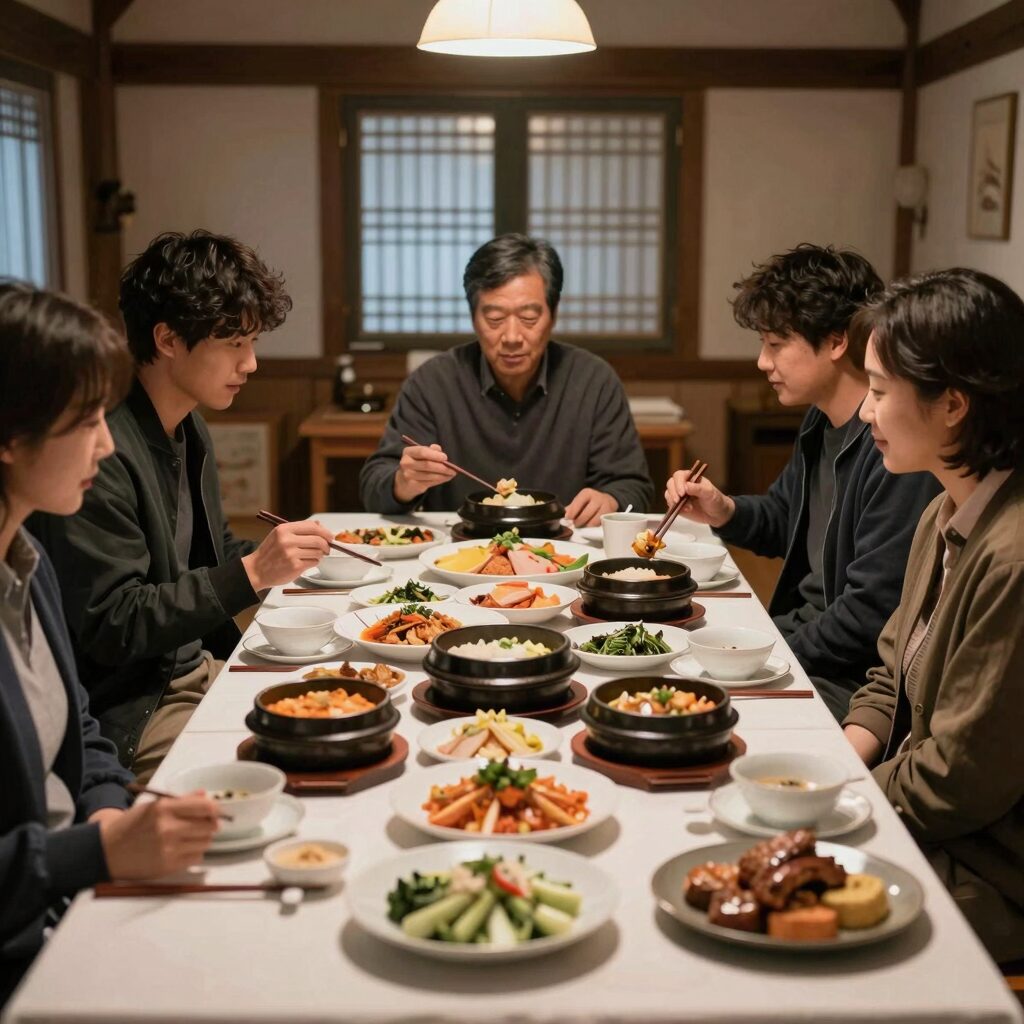 당진 장고항 실치회와 다양한 반찬이 차려진 식탁