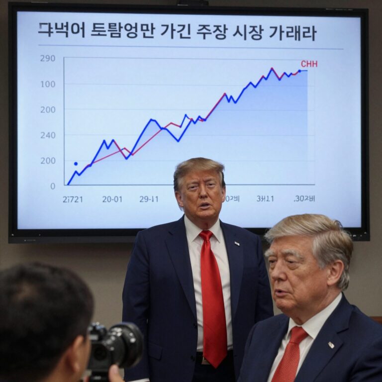 트럼프 연설 직전 변동성이 큰 주식 시장 차트 그래프