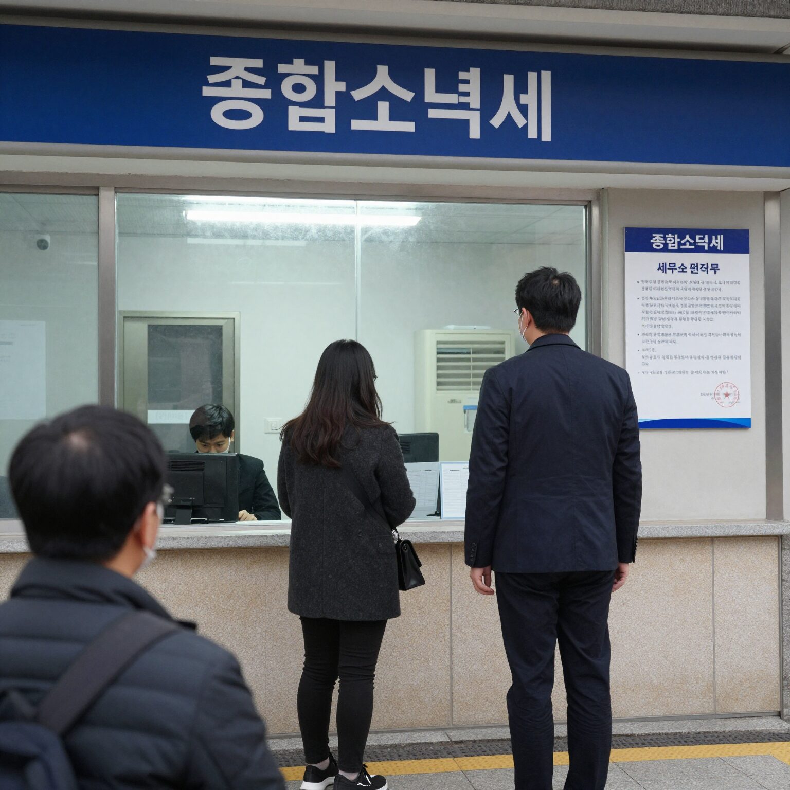 종합소득세 신고를 위해 세무서 방문하는 모습