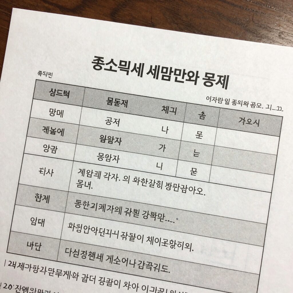 종합소득세 세액감면과 공제 항목을 체크하는 문서 사진