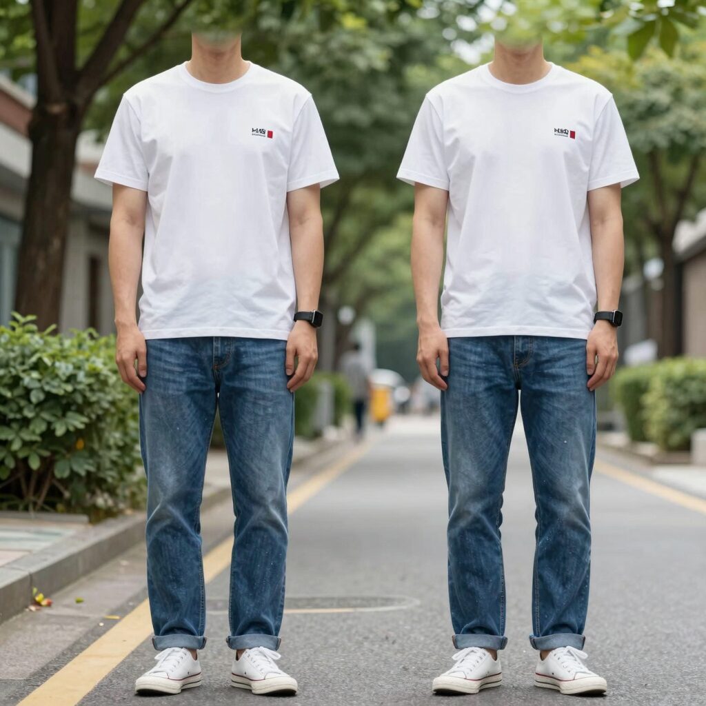 여름철 필수 아이템 타미힐피거 반팔 티셔츠와 청바지 코디