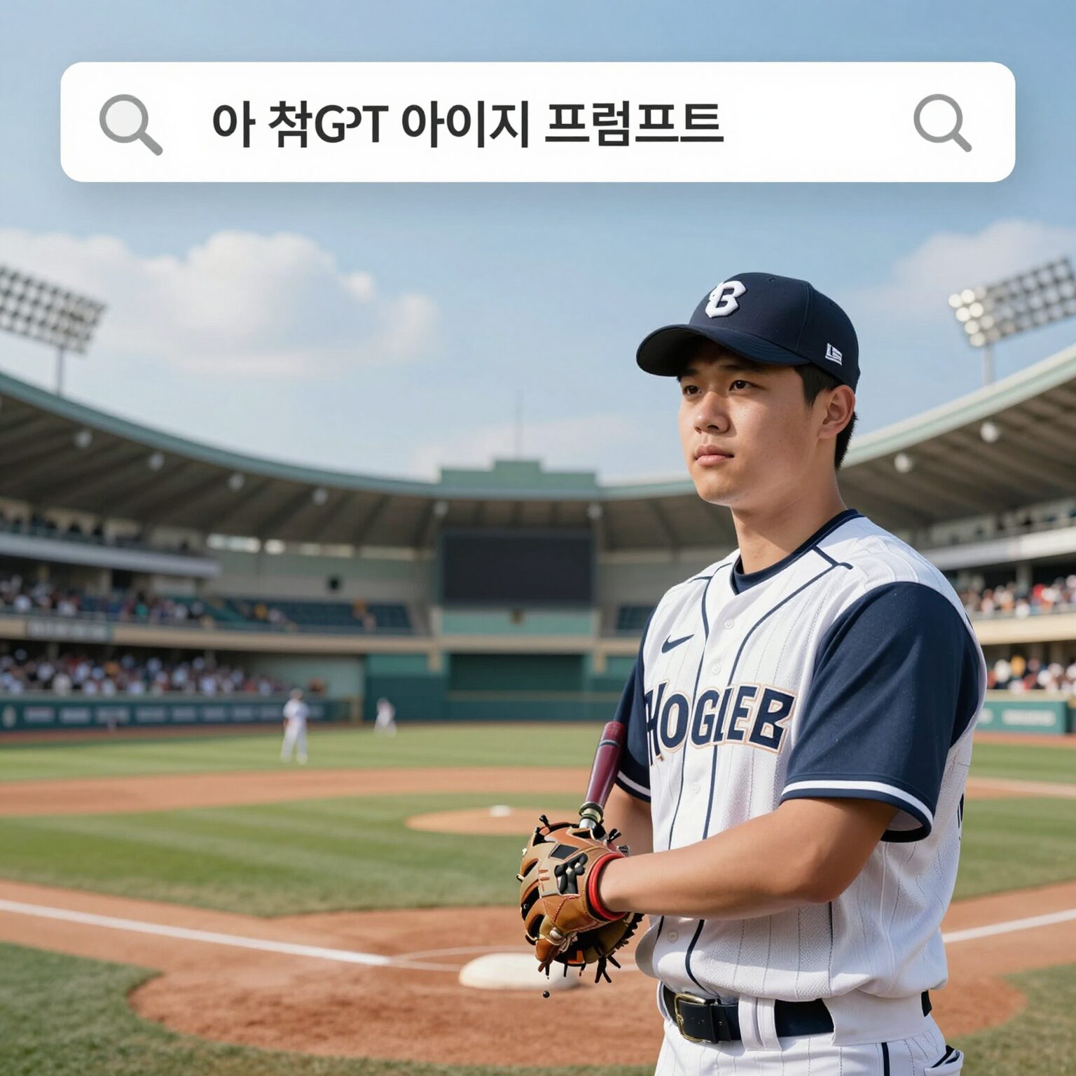 챗GPT 야구장 AI 이미지 프롬프트 입력 화면 예시