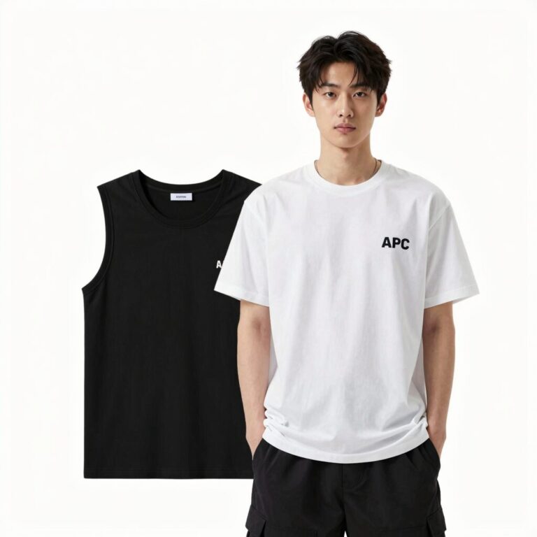 APC 반팔 티셔츠를 활용한 여름 스타일링 예시
