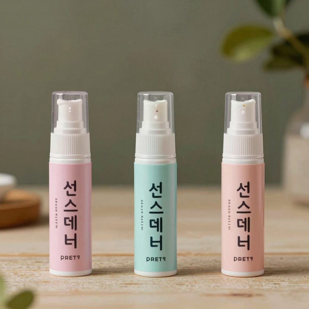 아기 선스틱 세 가지 제품을 나란히 놓고 비교한 사진