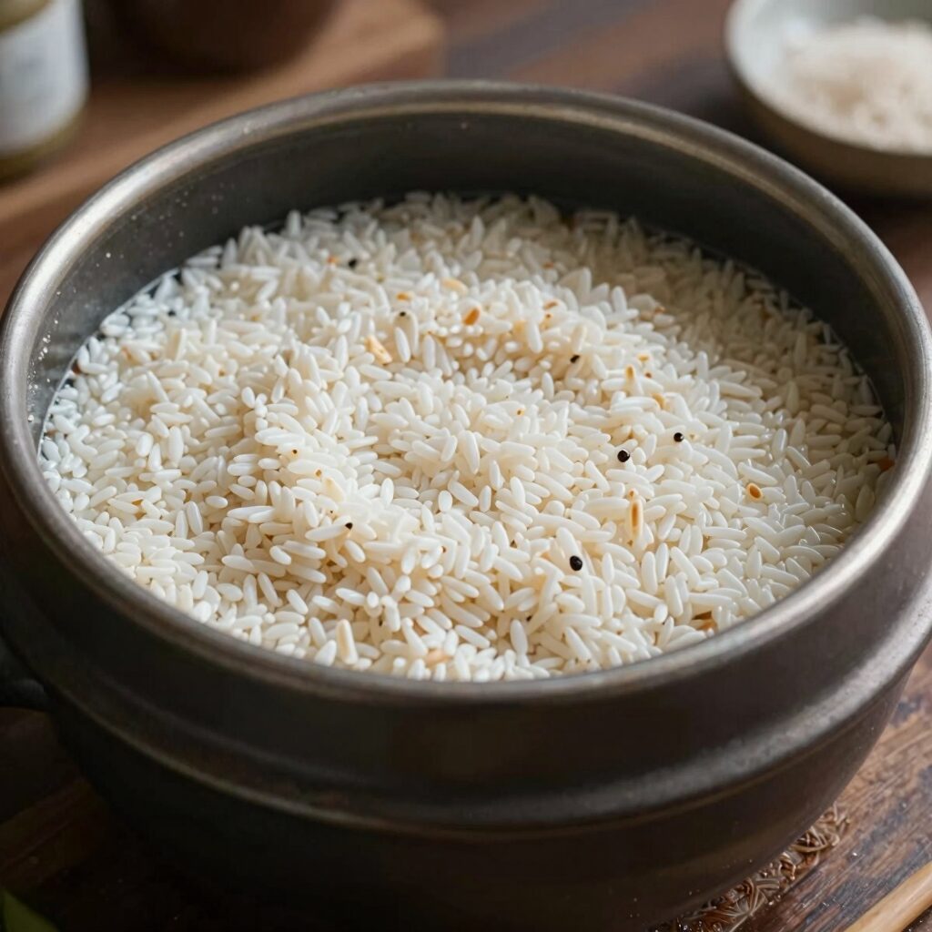 죽순 삶는 법 냄비에 쌀뜨물과 함께 끓이는 모습