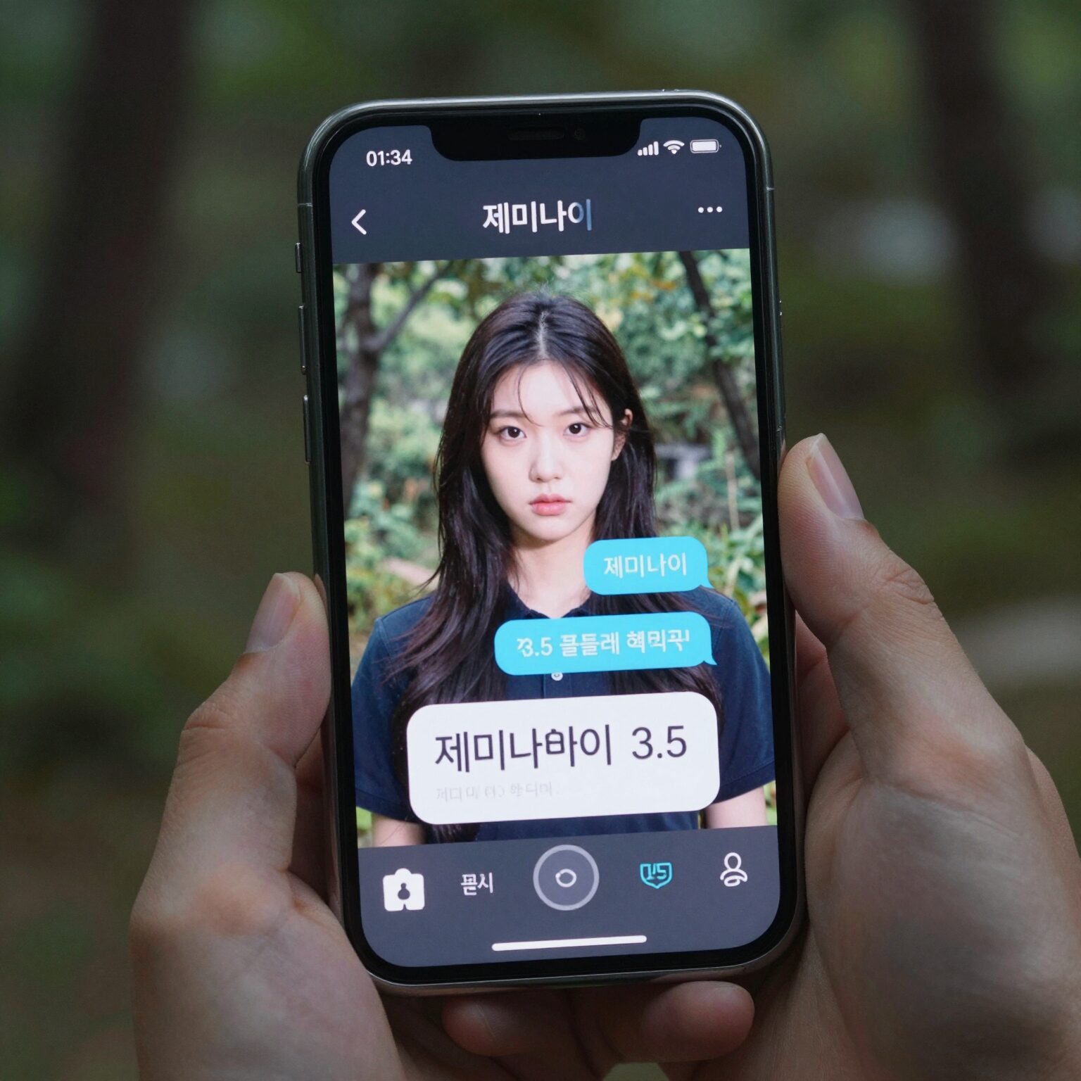 스마트폰 화면에서 제미나이 3.5 플래시 챗봇을 사용하는 모습