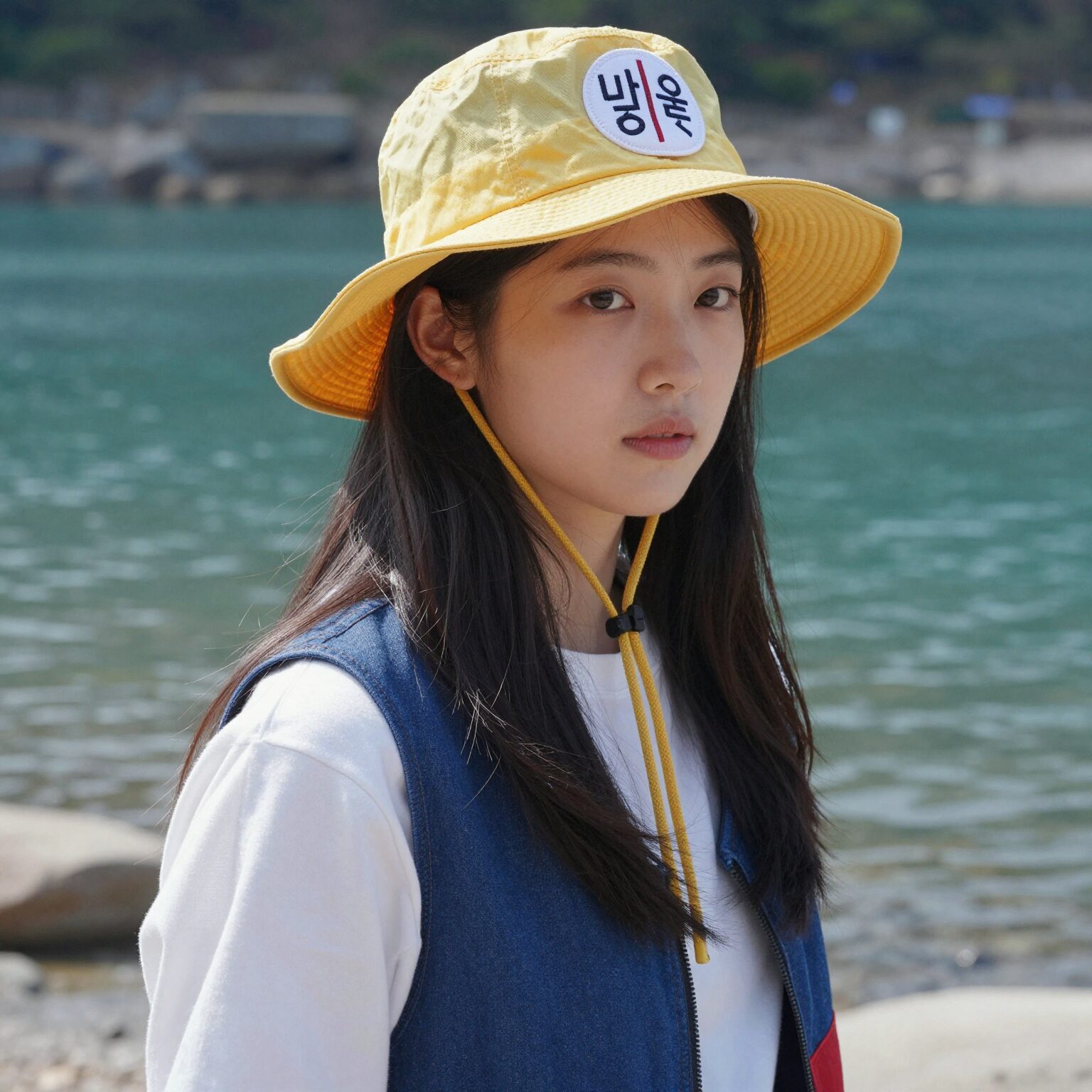 헬렌카민스키 마리나 누가 컬러 썬캡 착용샷