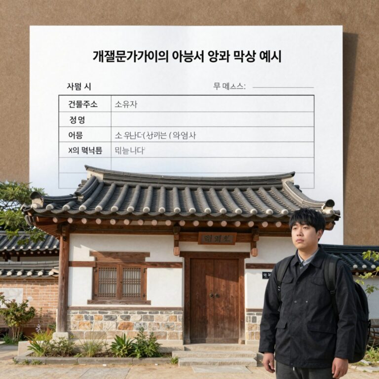 개별주택가격이의신청서 양식과 작성 예시. 표 상단에 건물주소, 소유자 성명, 이의 내용을 적는 칸이 있습니다.