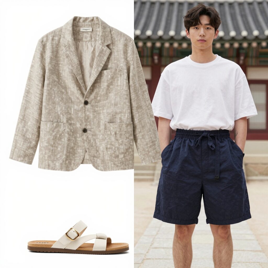 남자 린넨 자켓 여름 반바지 코디